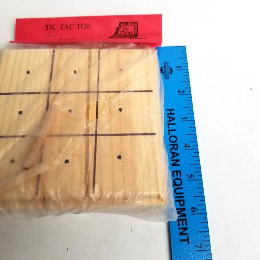 Vintage Wooden Tic Tac Toe Game Day Camp Crafts Natural Wood Travel Kids 112